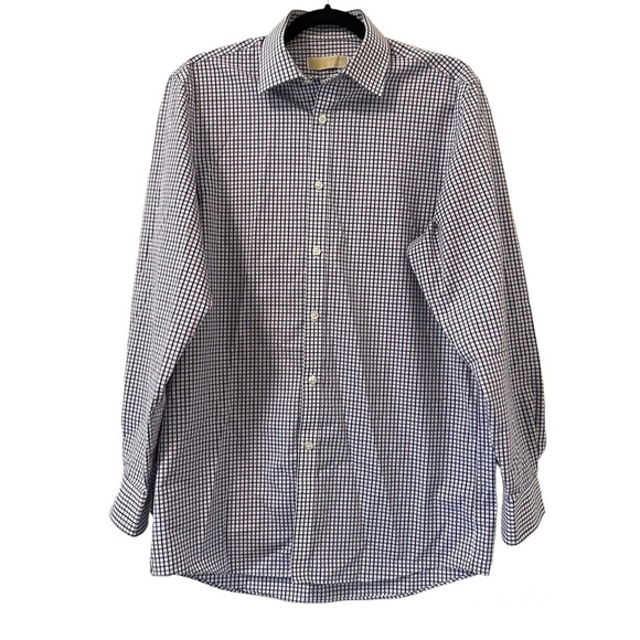 Michael Michael Kors Purple & Blue Checkered Button Down Dress Shirt - Picture 1 of 4